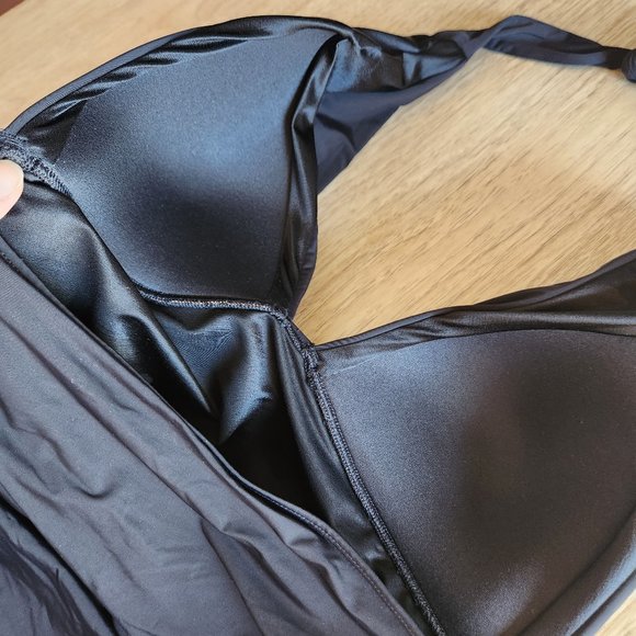 Vitoria's Secret One-Piece Halter-Neck Ruched Shaping Swimsuit Bra-Padded Black - Picture 6 of 7